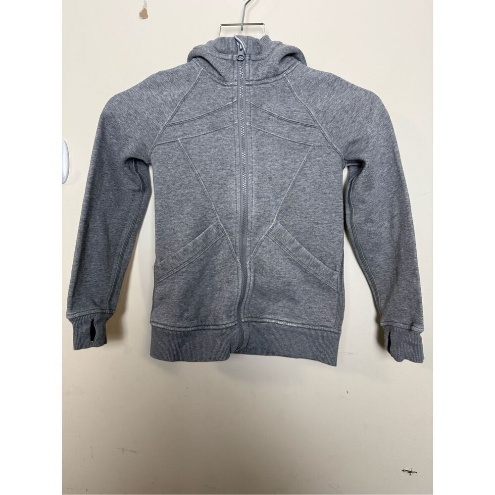 Ivivva by lululemon Scuba Hoodie Girls Gray Full Zip Size 6 Workout Athletic Spo